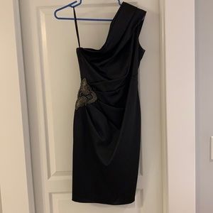 One shoulder Eliza J satin cocktail dress